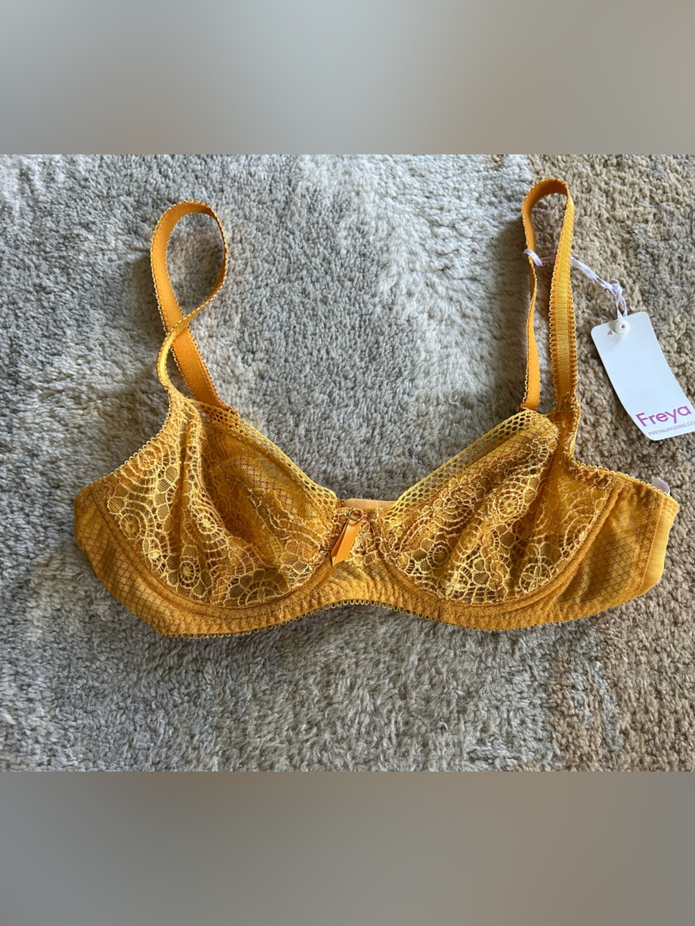 Freya Lingerie Lace Bra Mustard Yellow 30D New With Tags!
